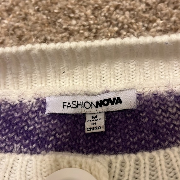 Fashion nova purple and white cardigan size M - Picture 3 of 3
